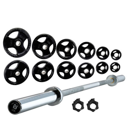 107.5kg Tri-Grip Weight Plates Set & 7ft Olympic Bar