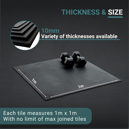 Rubber Gym Flooring Mats (1m x 1m)