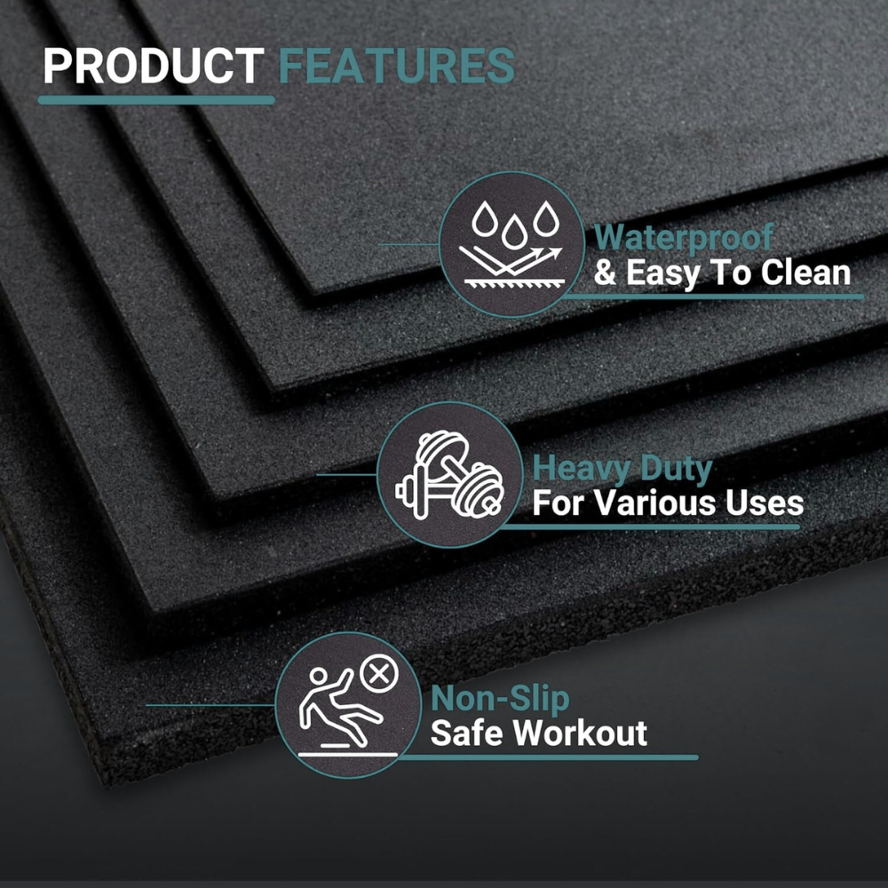 20mm - Rubber Gym Flooring Mats 1m2