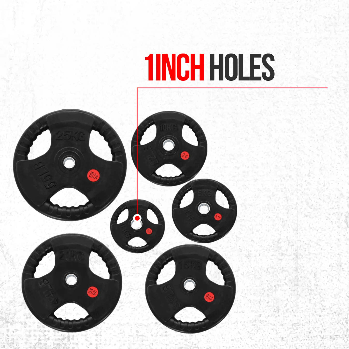 50KG / 70KG/ 100KG 1 Inch (1"/25mm) Weight Plates Set