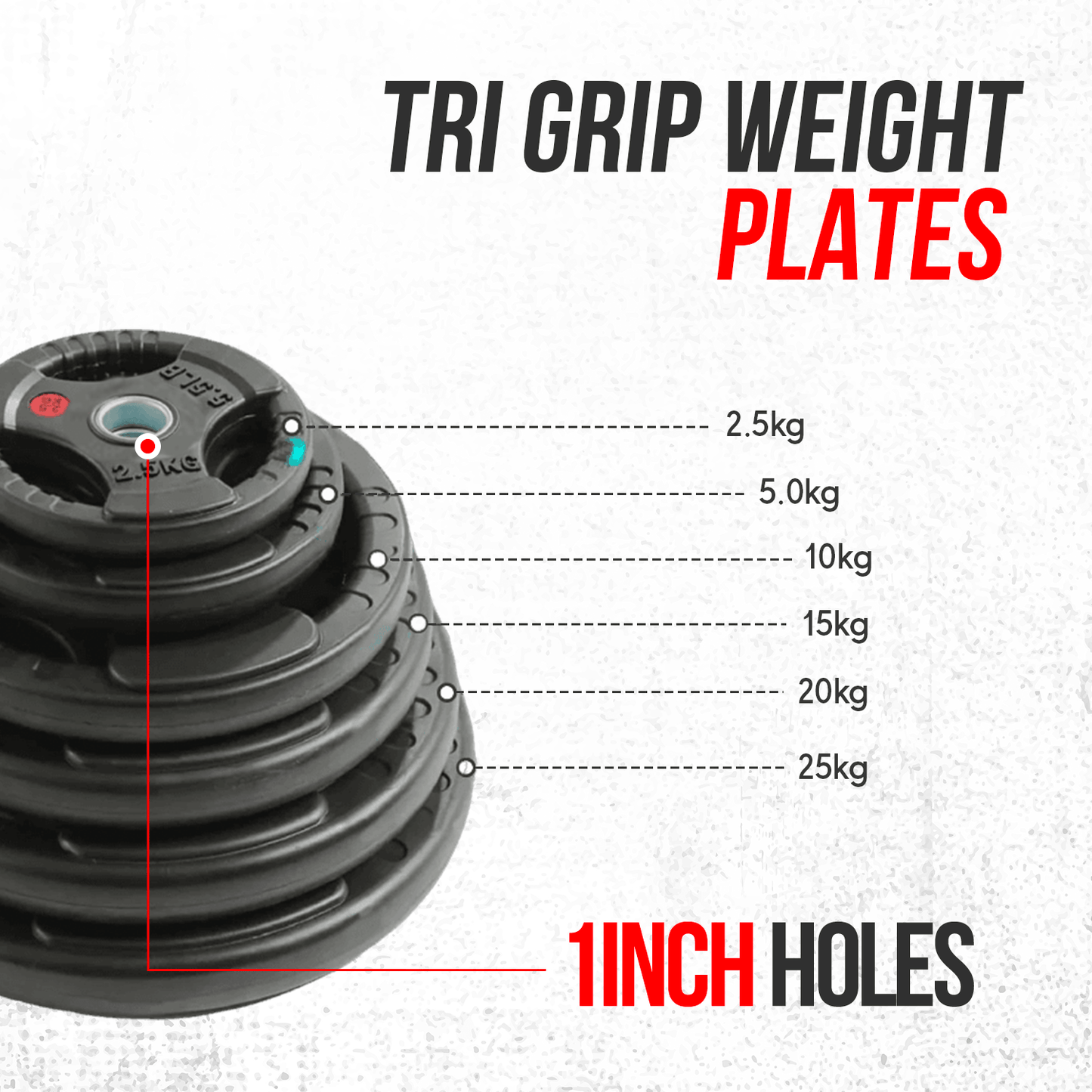 50KG / 70KG/ 100KG 1 Inch (1"/25mm) Weight Plates Set