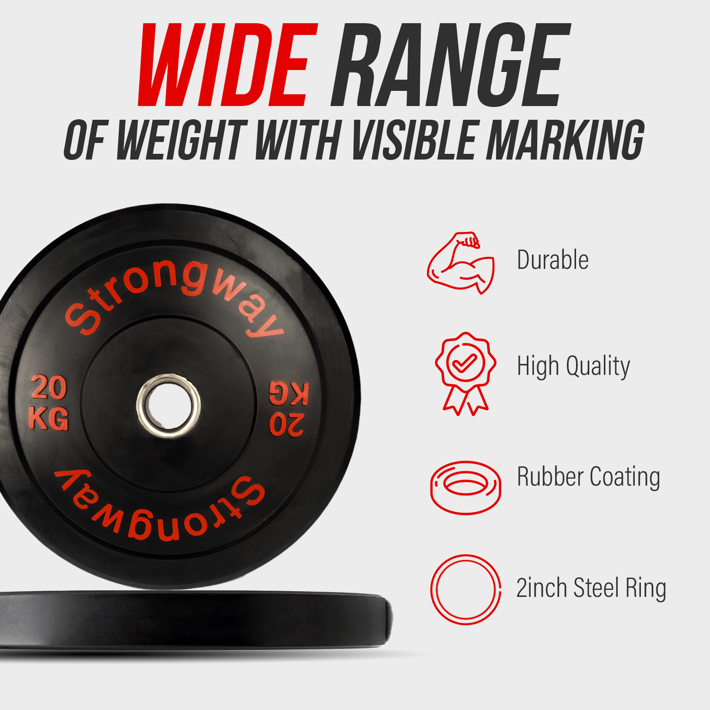 50KG/ 70KG/ 100KG/ 120KG/ 150KG Olympic Bumper Weight Plates Set