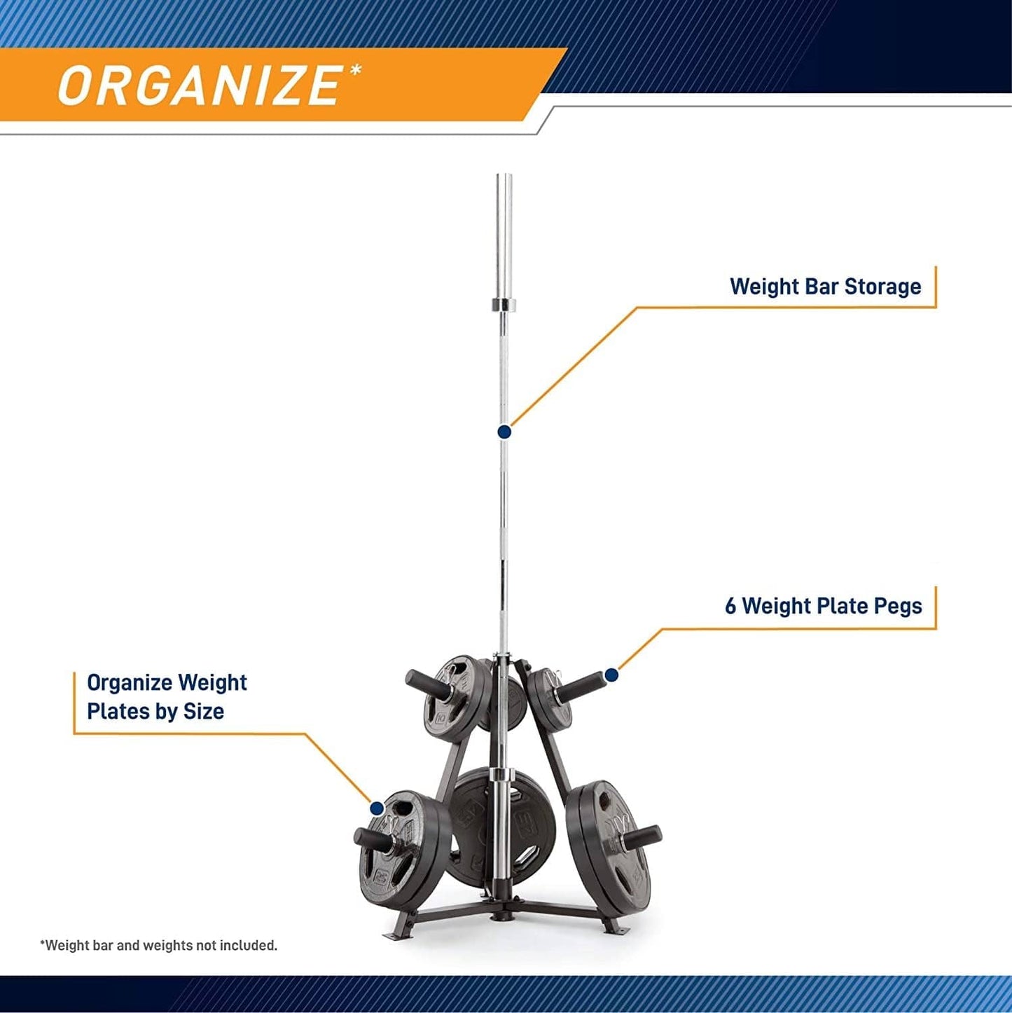 6-Peg Weight Plate Tree and Vertical Bar Holder Storage Rack