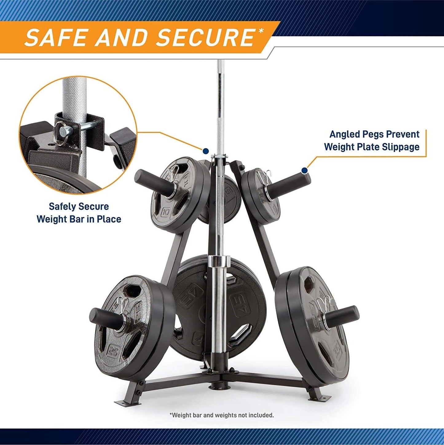 6-Peg Weight Plate Tree and Vertical Bar Holder Storage Rack