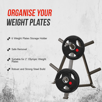 6-Peg Weight Plate Tree and Vertical Bar Holder Storage Rack