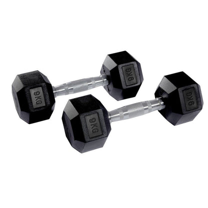 Hex Rubber Dumbbell Pairs (KG)