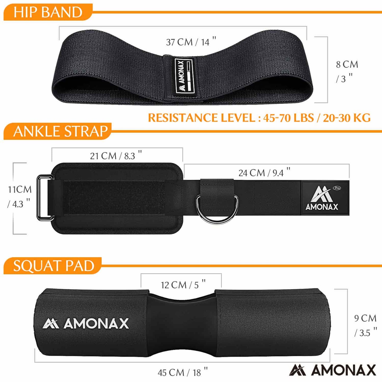 Gym Barbell Pad Set – Fitness Kit with Hip Band & Ankle Straps