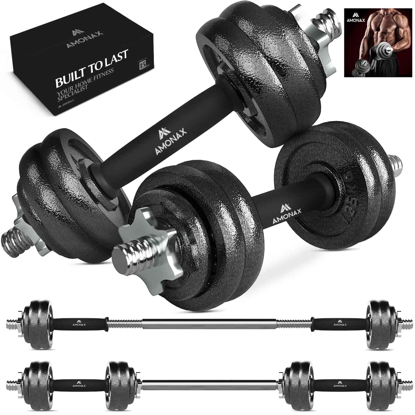 Cast Iron Adjustable Dumbbell Set for Home Gym (15–50kg)