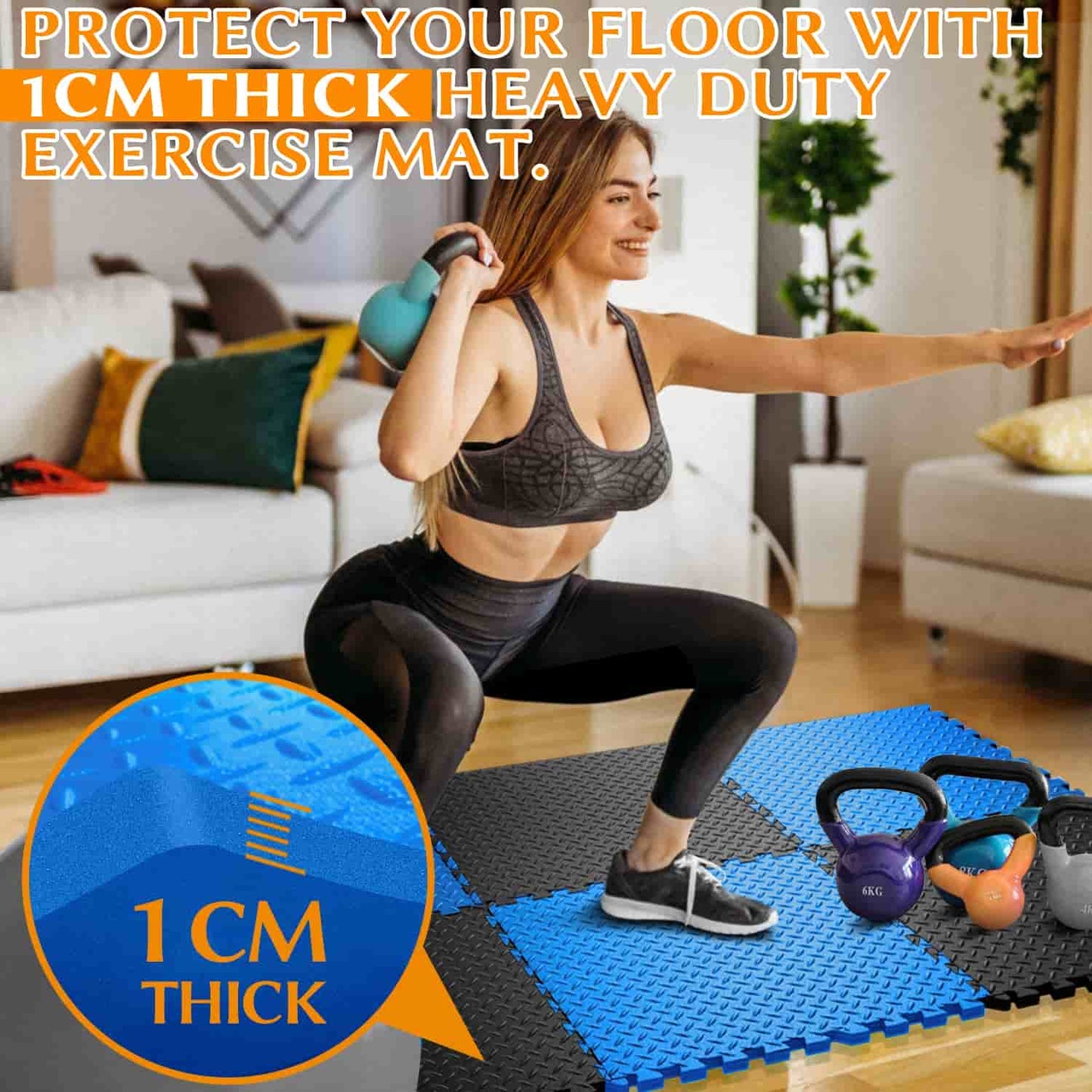 60×60cm Foam Gym Floor Mats – Interlocking Gym Tiles