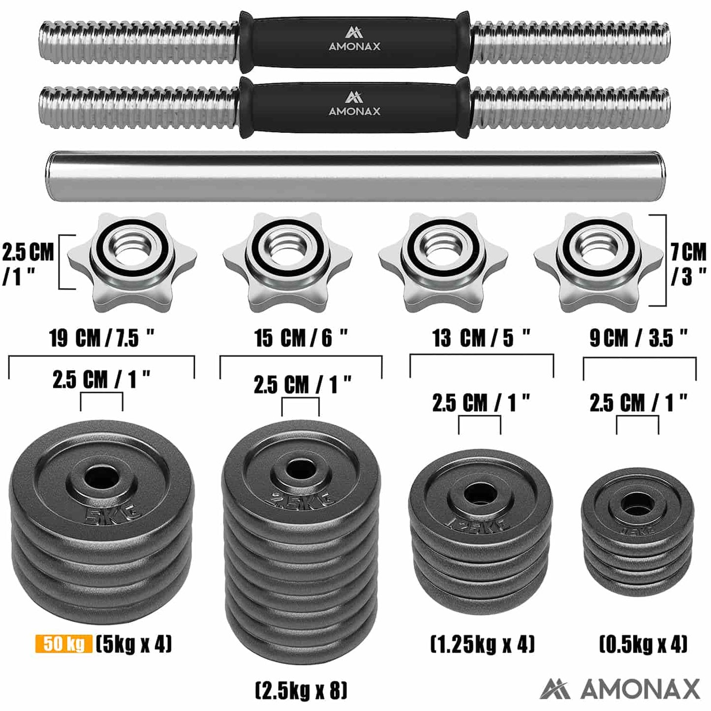 Cast Iron Adjustable Dumbbell Set for Home Gym (15–50kg)