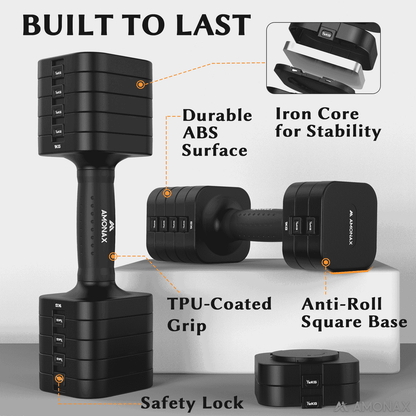 Adjustable Dumbbell Set – 5-in-1 Quick-Release (5kg ×2)