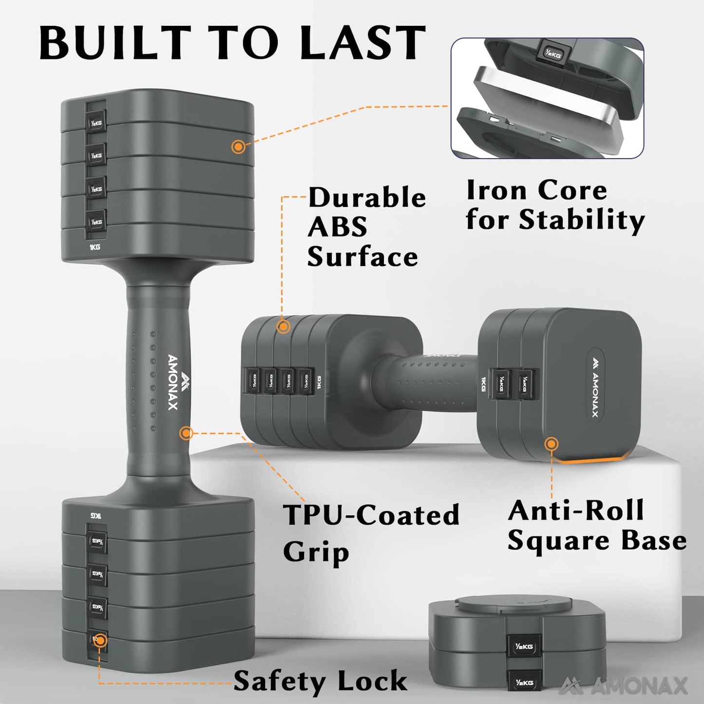 Adjustable Dumbbell Set – 5-in-1 Quick-Release (5kg ×2)
