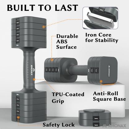 Adjustable Dumbbell Set – 5-in-1 Quick-Release (5kg ×2)