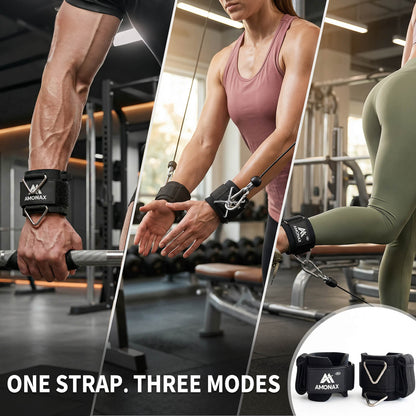 3-in-1 Gym Straps for Lifting, Cable Machines & Leg Workouts