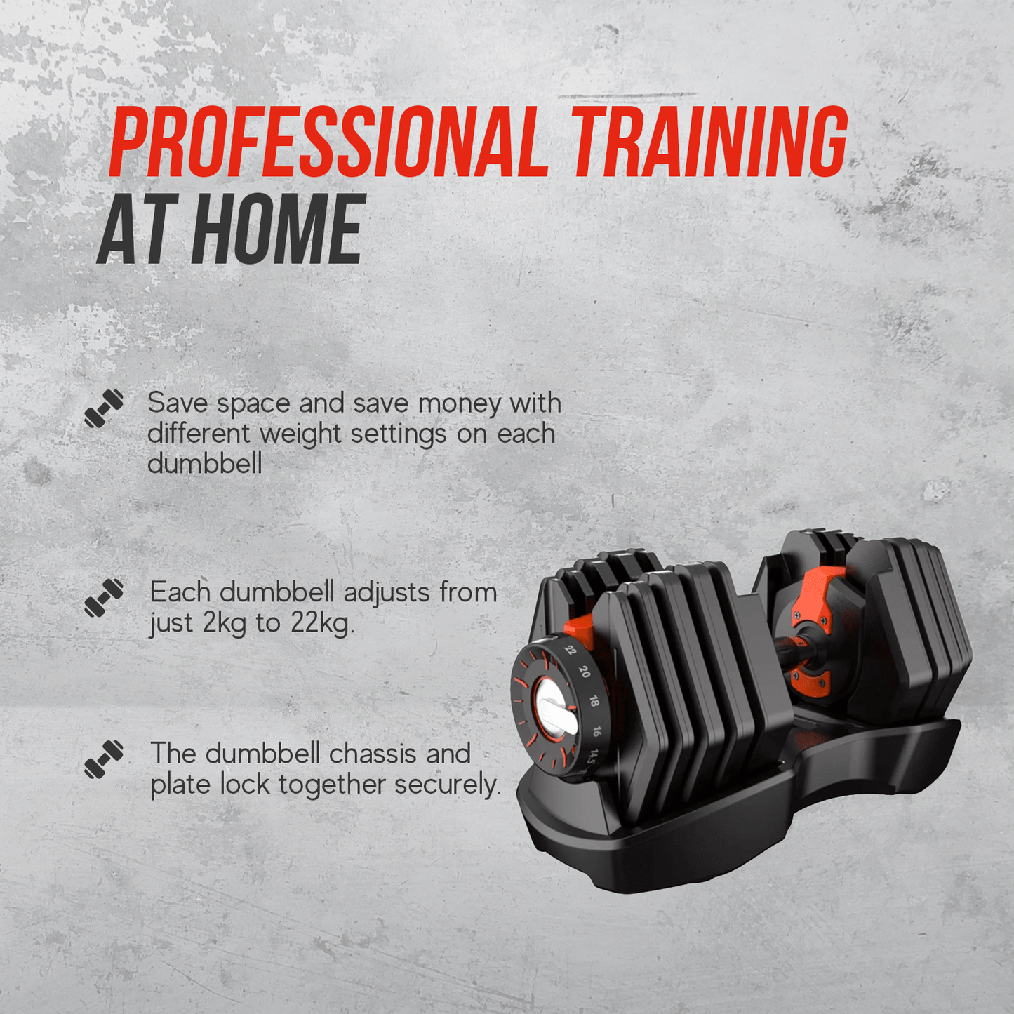 Strongway 22KG Adjustable Dumbbells Set (PAIR)