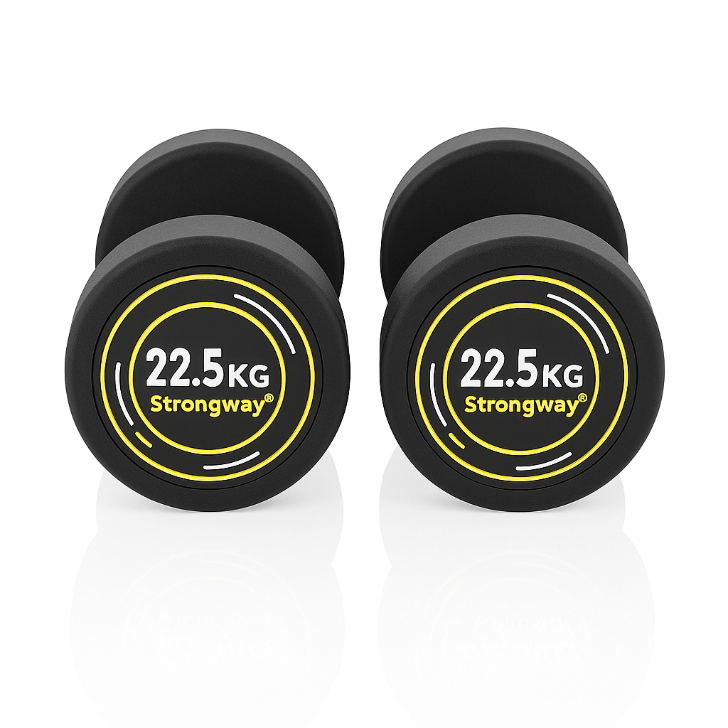 Strongway 2x 22.5KG Round Rubber Dumbbells