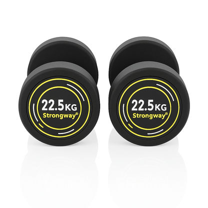 Strongway 2x 22.5KG Round Rubber Dumbbells