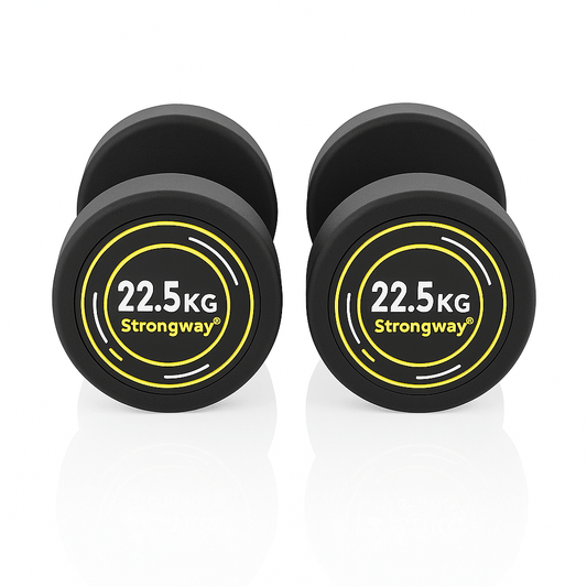 Strongway 2x 22.5KG Round Rubber Dumbbells