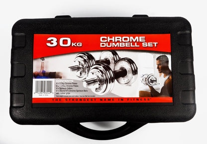 Strongway™ 30KG Chrome Dumbbells Adjustable Weight Set with Storage Box
