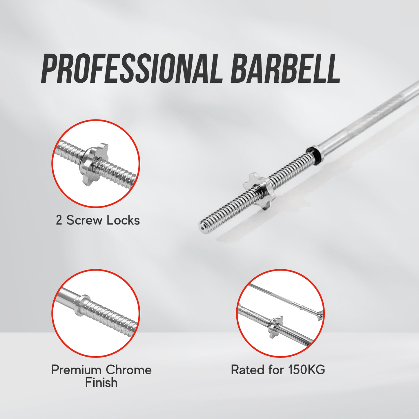 Strongway 6FT 1 INCH Bar Barbell - (330LBS/150KG Rated)
