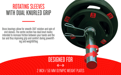 Strongway 7FT OLYMPIC BAR BARBELL - 20KG (700LBS/320KG RATED)