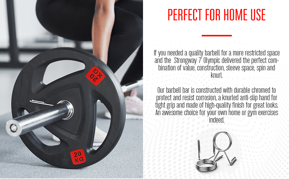 Strongway 7FT OLYMPIC BAR BARBELL - 20KG (700LBS/320KG RATED)