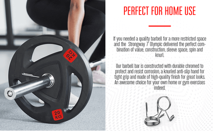 Strongway 7FT OLYMPIC BAR BARBELL - 20KG (700LBS/320KG RATED)