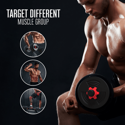 STRONGWAY™ Adjustable 6 in 1 Dumbbell Barbell Kettlebell Push Up Set - 20KG 30KG 40KG SETS