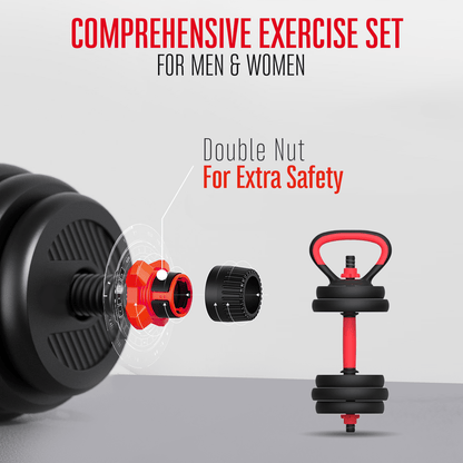 STRONGWAY™ Adjustable 6 in 1 Dumbbell Barbell Kettlebell Push Up Set - 20KG 30KG 40KG SETS
