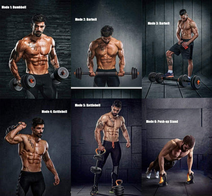 Strongway Adjustable 6 in 1 Dumbbell Barbell Kettlebell Push Up Set - 20KG, 30KG and 40KG SETS