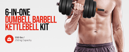 Strongway Adjustable 6 in 1 Dumbbell Barbell Kettlebell Push Up Set - 20KG, 30KG and 40KG SETS