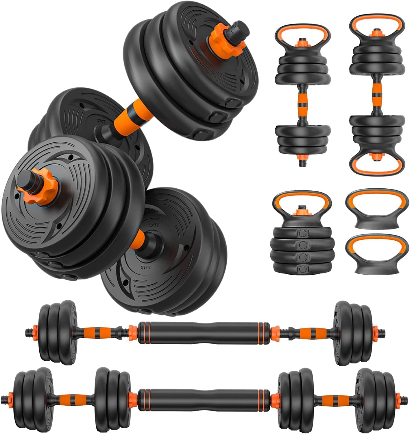 Strongway Adjustable 6 in 1 Dumbbell Barbell Kettlebell Push Up Set - 20KG, 30KG and 40KG SETS