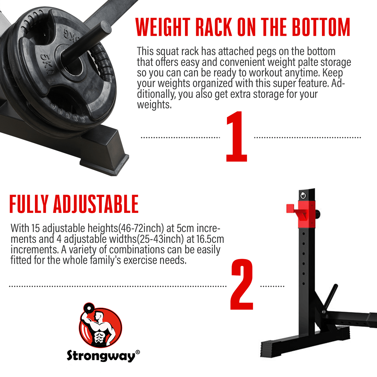 Strongway Adjustable Full Squat and Barbell Rack