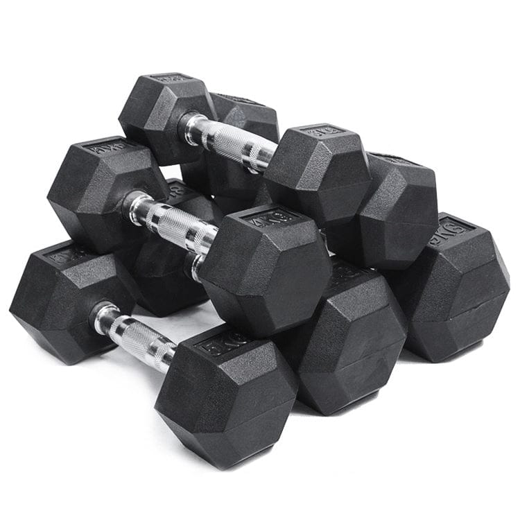 Strongway Hex Dumbbells (Pairs) Rubber Dumbbells