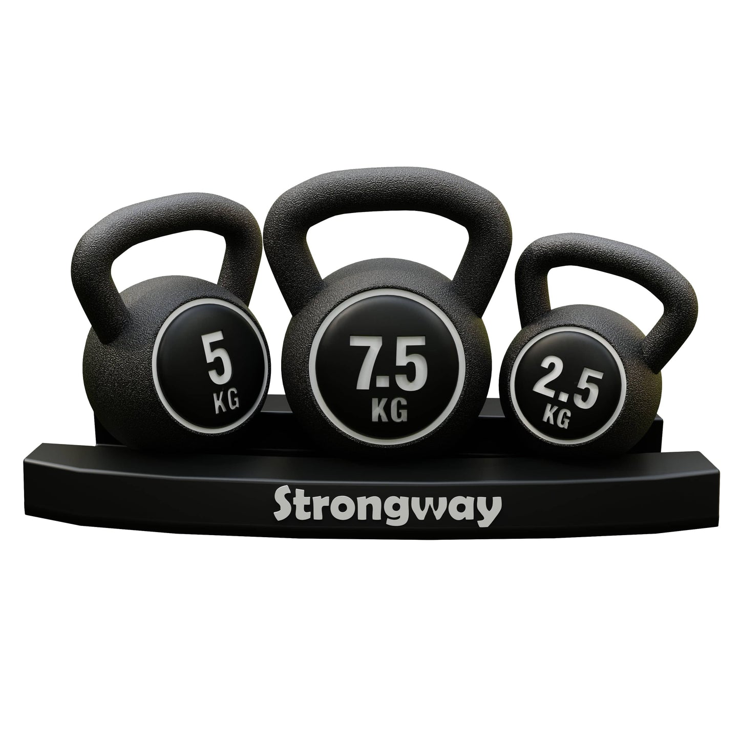Strongway Kettlebell Set - 2.5KG 5KG 7.5KG Kettlebells with Stand