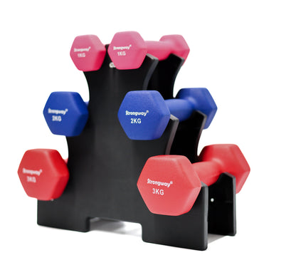 Strongway Neoprene Hex Dumbbells With Stand