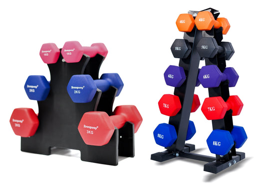 Strongway Neoprene Hex Dumbbells With Stand