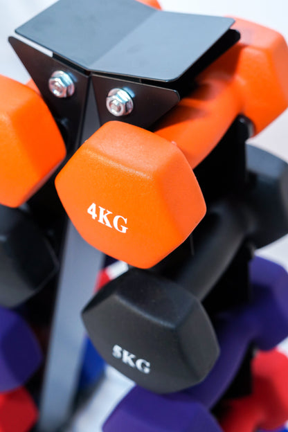 Strongway Neoprene Hex Dumbbells With Stand