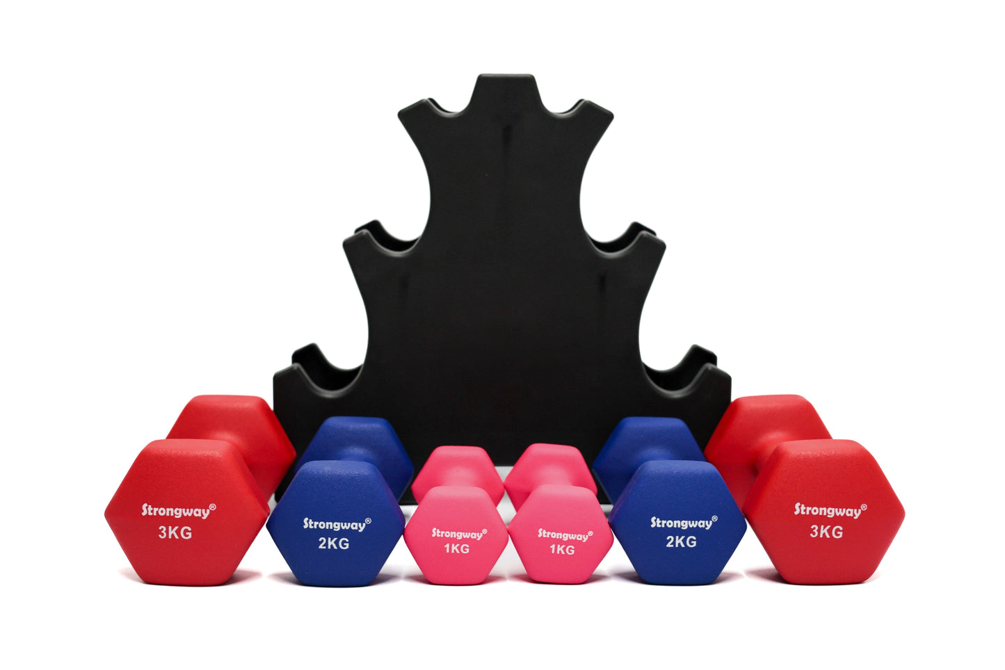 Strongway Neoprene Hex Dumbbells With Stand
