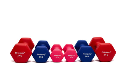 Strongway Neoprene Hex Dumbbells With Stand