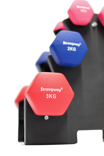 Strongway Neoprene Hex Dumbbells With Stand